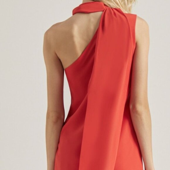 HALSTON Asymmetric tie-neck crepe top - Picture 1 of 4
